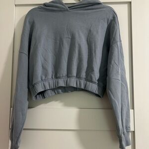 Hollister Cropped Hooded Pullover Sweatshirt - Slate Blue